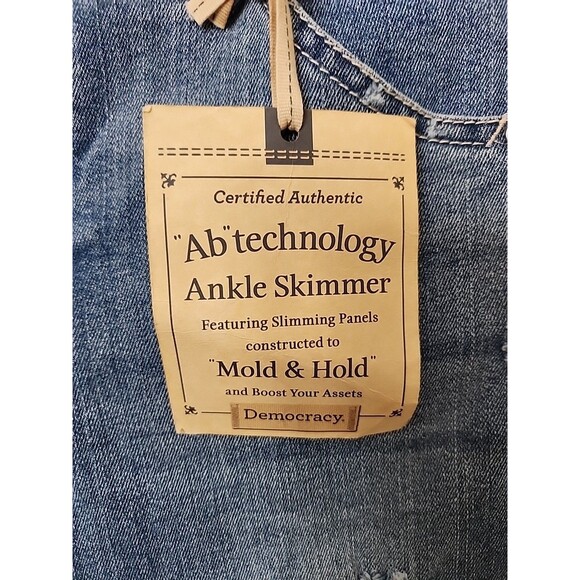 Democracy Ab Technology Ankle Skimmer Jeans Womens 2 Blue Raw Hem Distressed NEW - Picture 4 of 11